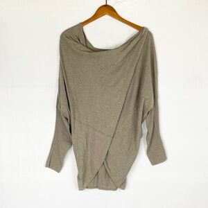 All Saints Off The Shoulder Asymmetrical Poncho Sweater Shrug Size 4 Beige